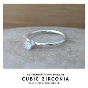 NEW CZ Prong Stacking Ring | US Hand Crafted | 925 Silver | NWT | Sz 7 | Ethical